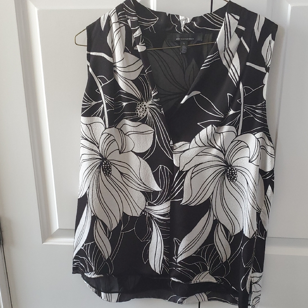 Floral Black and White Sleeveless Top